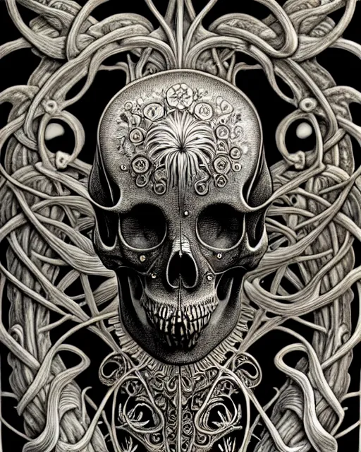 Image similar to art forms of nature by ernst haeckel, memento mori by arthur rackham, ornate antique porcelain beautiful skull mask, ultrasharp, photorealistic, hyperdetailed, octane render, polished, art nouveau, neo - gothic, gothic, intricate ornamental organic filigree, art nouveau botanicals, art forms of nature by ernst haeckel, horizontal symmetry, symbolist, visionary