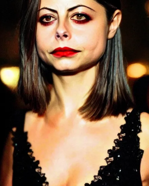 Image similar to style of ted nasmith : : gorgeous willa holland : : evil witch, swirling black magic, black dress : : symmetrical face, symmetrical eyes : : full body pose : : gorgeous black hair : : magic lighting, low spacial lighting : :