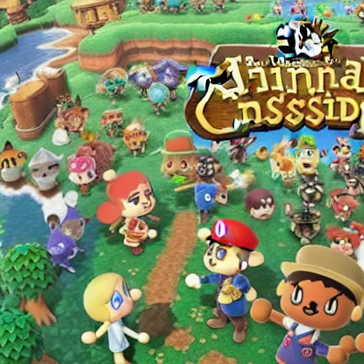 Prompt: A world invaded by animal crossing villager, super smash bros, Cover Art by Stephen Bliss, Boxart, Loading Screen. 8k Resolution, nintendo, switch