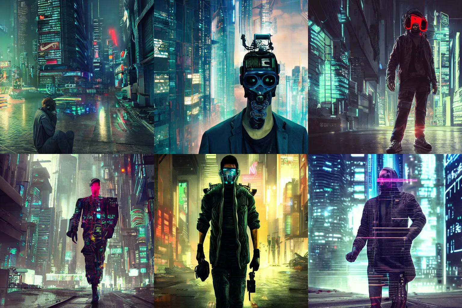 Prompt: realistic cyberpunk photo of man