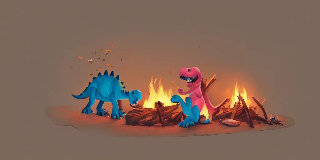 Image similar to A dinosaur playing the guitar beside a campfire, claymation, peaceful, pastel, sharp, Trending on ArtStation, Photorealistic, 8k, Detailed