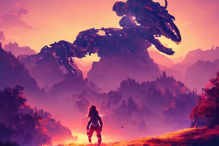 Image similar to slitherfang machine creature robot of horizon forbidden west horizon zero dawn radiating a glowing aura global illumination ray tracing hdr fanart arstation by ian pesty and alena aenami artworks in 4 k