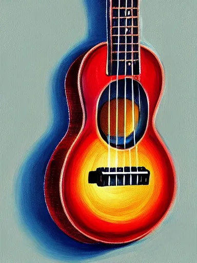 Prompt: highly detailed painting of an ukulele, digital painting, artstation, realistic, vignette