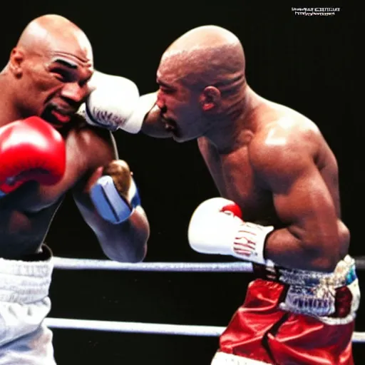 Image similar to tupac fighting mike tyson in the ring