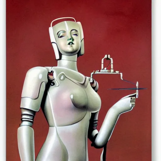 Image similar to robot female goddess statue by Alberto Vargas