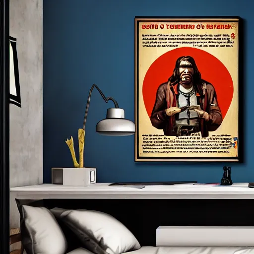 Prompt: saint homo neanderthalis portrait poster with book of science on his right hand, pop art, gta chinatown wars art style, bioshock infinite art style, hyperrealistic, two colors, paper border table, 4 k, remove duplicate content, justify contents center.