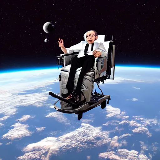 Image similar to Picture of an alien Stephen Hawking having adventures in space