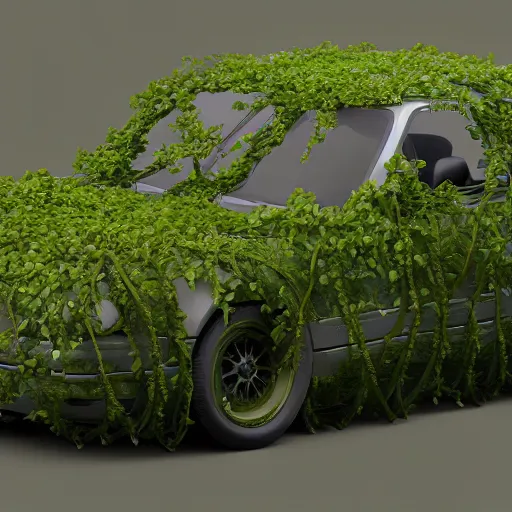 Image similar to a car wrapped in vines around the center, heonhwa choe, realistic, artstation, hd