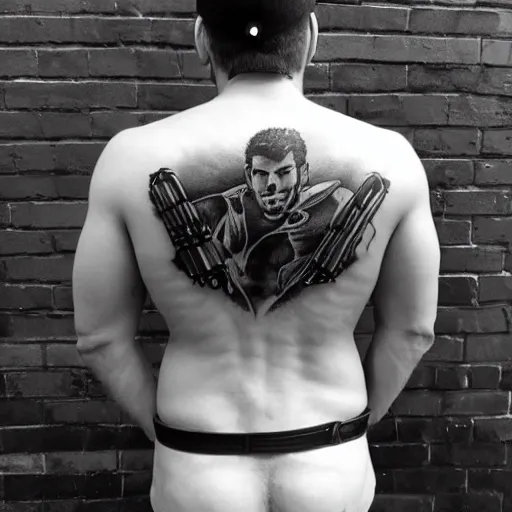 Image similar to a picture of my new back tattoo of chris redfield by tom of finland