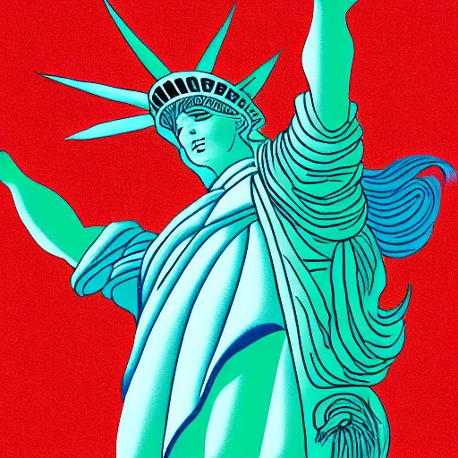 Image similar to Lady Liberty riding the red dragon, highly detailed, digital painting, smooth, sharp focus, illustration