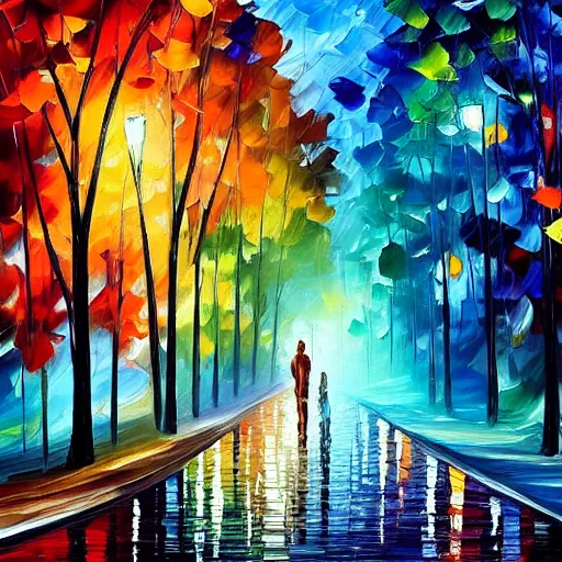 Image similar to “l(a le af fa ll s) one l iness, style of leonid afremov”