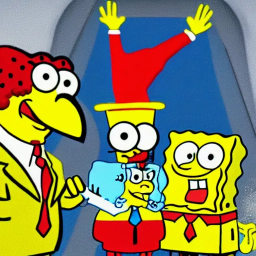 Prompt: spongebob inaugurated as the president, illustrated by john trumbull, trending on artstation, 4 k quality