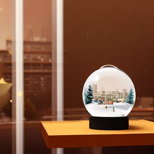 Image similar to a snow globe with a soviet apartment building in it, a computer rendering by leandro erlich, diorama, trending on cgsociety, retrofuturism, tesseract, isometric, physically based rendering