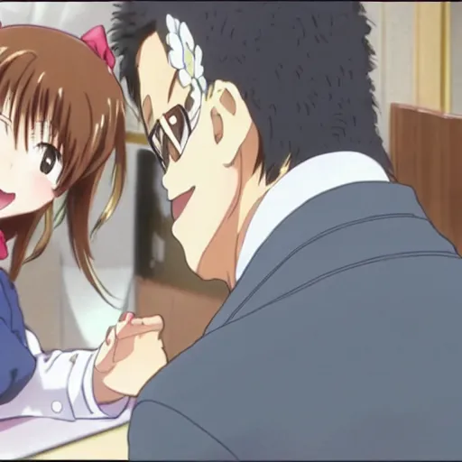 Image similar to cute anime girl bribing the district attorney, still from tv anime, Kyoto animation studio, high detail,