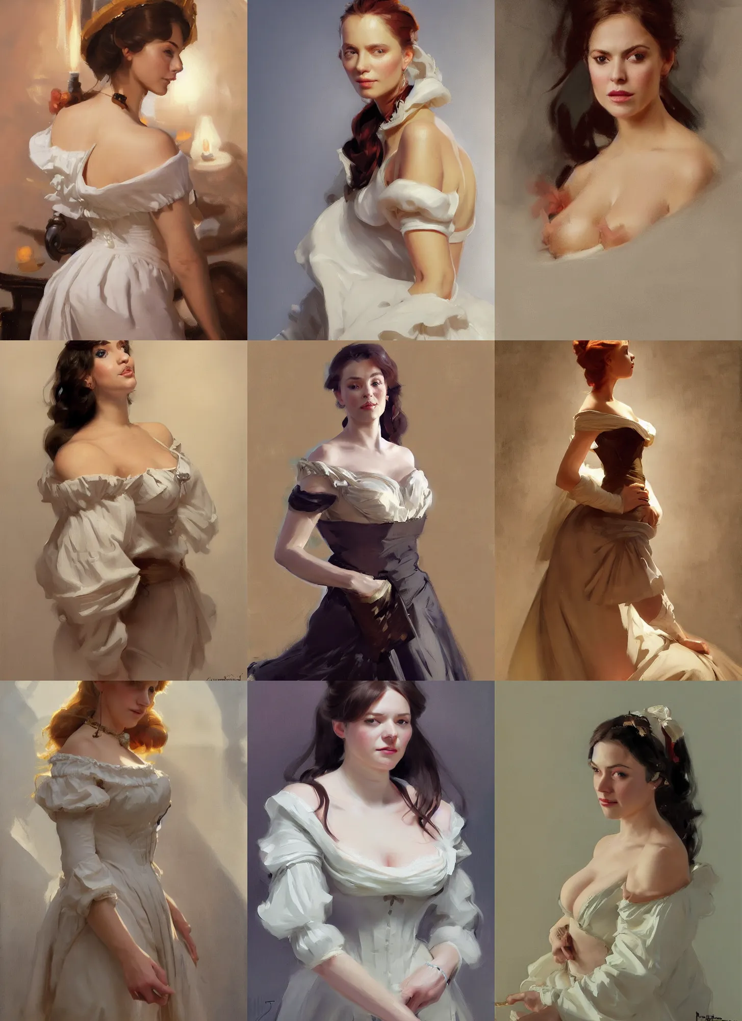 Image similar to portrait of a beautiful finnish norwegian swedish scandinavian attractive glamour model wearing 1 7 th century french off - the - shoulder neckline bodice with low neckline, jodhpurs greg manchess painting by sargent and leyendecker, studio ghibli fantasy medium shot asymmetrical intricate elegant matte painting illustration hearthstone, by greg rutkowski by greg tocchini by james gilleard