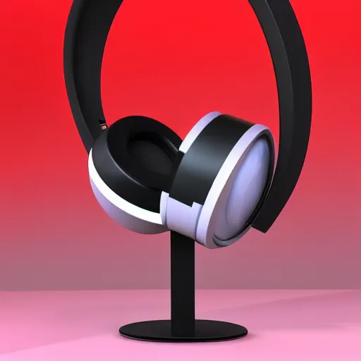 Image similar to wireless headphone stand, futuristic, techno, cyberpunk, product design, render, concept