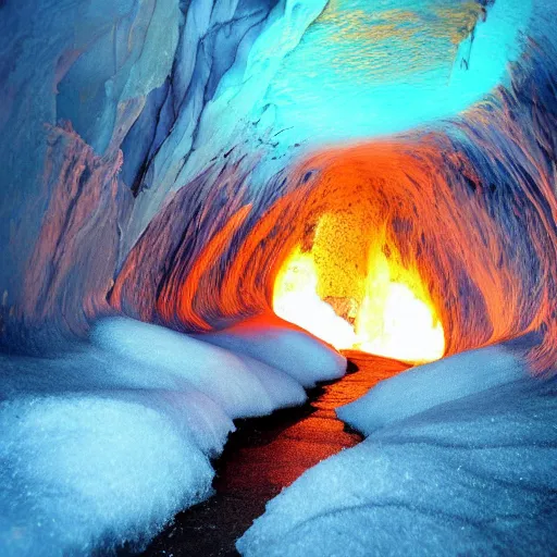 Image similar to magical caves of fire and ice