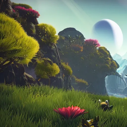 Image similar to no mans sky in unreal engine 5, 4 k, high detail, high - resolution photograph, professional photography, ultra - detail