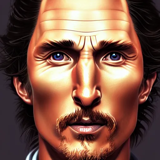 Image similar to portrait of a samurai matthew mcconaughey, artstation, cartoon, elegant, highly detailed, digital painting, clean! outstanding! art by ghibli, makoto shinkai, fujita goro, giraud, akihiko yoshida, fadeev 8 k