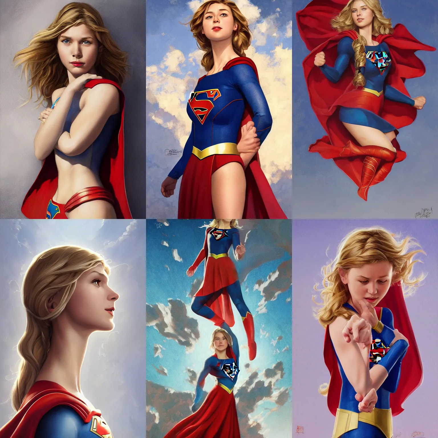 Prompt: supergirl on white background, intricate, highly detailed, digital painting, artstation, concept art, smooth, sharp focus, illustration, art by norman rockwell emiliano ponzi andrey remnev yoann lossel aaron jasinski, 8 k