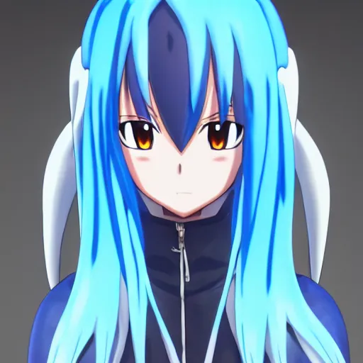 Image similar to a headshot of rimuru tempest from tensei shitara slime datta ken, a beautiful young face, spooky, fully clothed, highly detailed, 8 k, octane render, in the style of cosplay