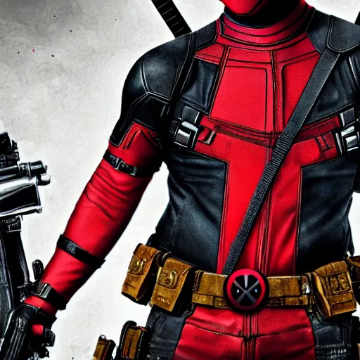 Image similar to deadpool in sons of anarchy 4 k detailed