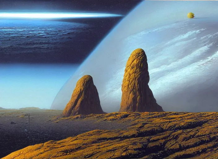 Image similar to timescape, matte painting, peter elson