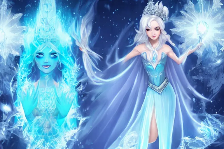 Image similar to ice goddess freezing fire goddess