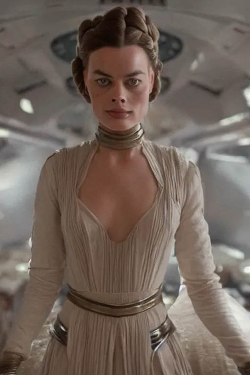 Prompt: margot robbie as princess leia