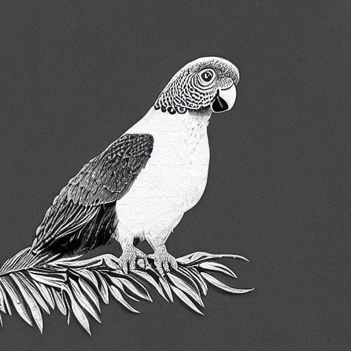 Image similar to greek cheek conure made out of tree illustration screen tone