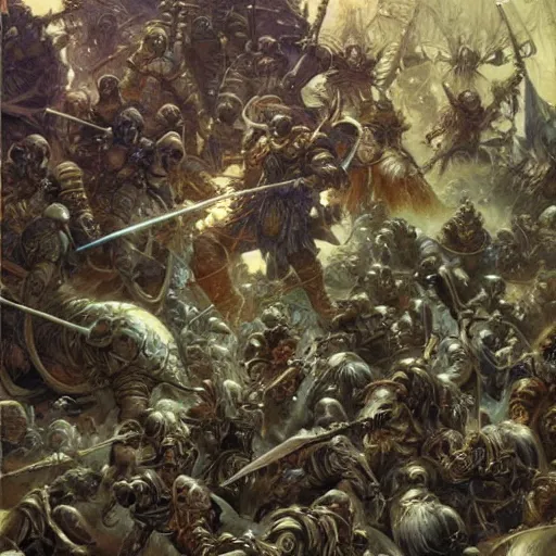 Prompt: art by donato giancola and bayard wu and gustav moreau and wayne barlowe, a fantasy cinematic shot of a dwarf berserker, fighting a horde of rats, warhammer, dnd, fighting monsters,