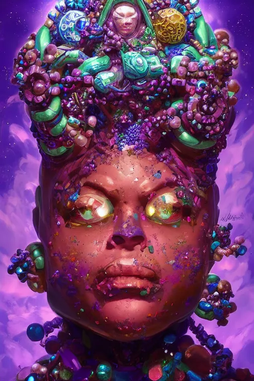 Prompt: maximalist detailed gemstone golem portrait by adoryanti, machine. delusions, holosomnia, electrixbunny, rendered in discodiffusion. decorated with pearls and gems, behance hd by jesper ejsing, by rhads, makoto shinkai, ilya kuvshinov, rossdraws global illumination ray tracing hdr radiating a glowing aura