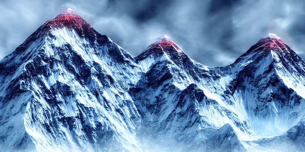 Image similar to a close - up photographic picture of a mount everest, photographic filter, unreal engine 5, realistic, hyperdetailed, 8 k, cinematic, volumetric lighting, very realistic effect, hd, hdr, 4 k, sharp focus, octane render, ultra detailed, high resolution, trending on artstation in the style of albert dros glowing rich colors powerful imagery