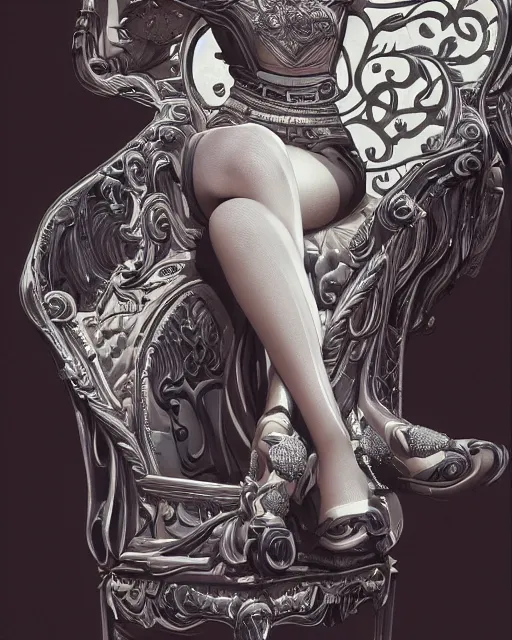 Image similar to highly detailed chair in the form of a margot robbie, trending on artstation, intricate details, energetic composition, concept art, illustration, elegant art, global illumination