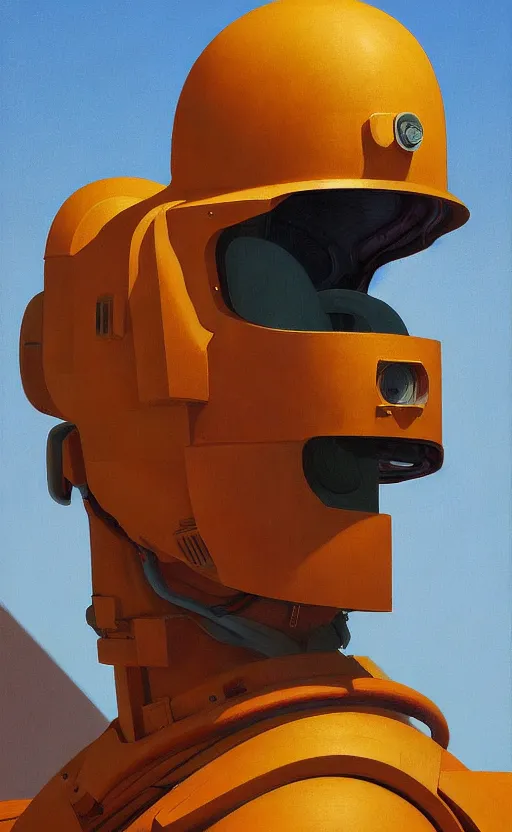 Image similar to Portrait of an engineer with helmet, very coherent, painted by Edward Hopper, Wayne Barlowe, painted by James Gilleard, airbrush, art by JamesJean