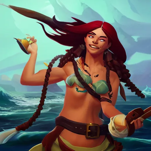 Image similar to jack the pirate mermaid on sea of thieves game avatar hero, behance hd by jesper ejsing, by rhads, makoto shinkai and lois van baarle, ilya kuvshinov, rossdraws global illumination