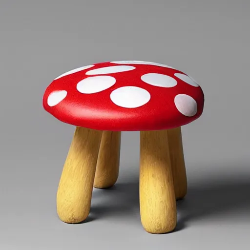 Prompt: a chair in the shape of a toadstool
