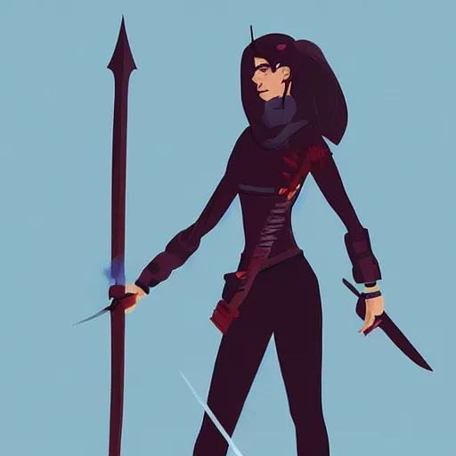 Image similar to a woman with a sword in her hand, vector art by victor mosquera, trending on artstation, shock art, dark and mysterious, anime aesthetic, artstation hd