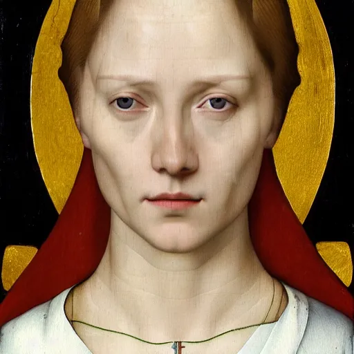 Image similar to portrait of maria, in deposition of christ by van der weyden, high quality, realism, artstation, octane