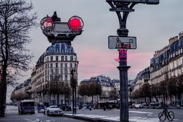 Prompt: Paris cityscape in the Upside Down Stranger Things style