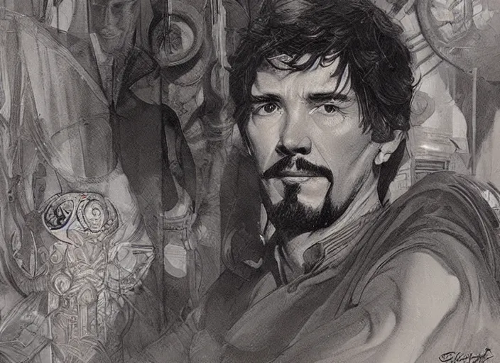 Image similar to a highly detailed old portrait of stephen strange, james gurney, james jean