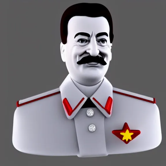 Image similar to small glitter plastic figurine of stalin, white background, full body portrait, 3d render