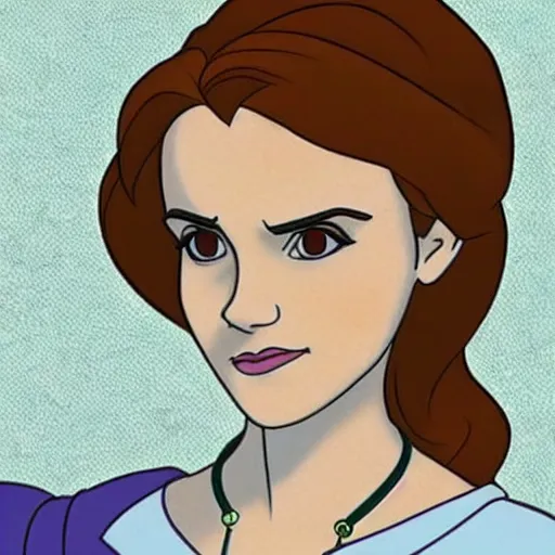 Image similar to emma watson in anastasia, don bluth animation, film still