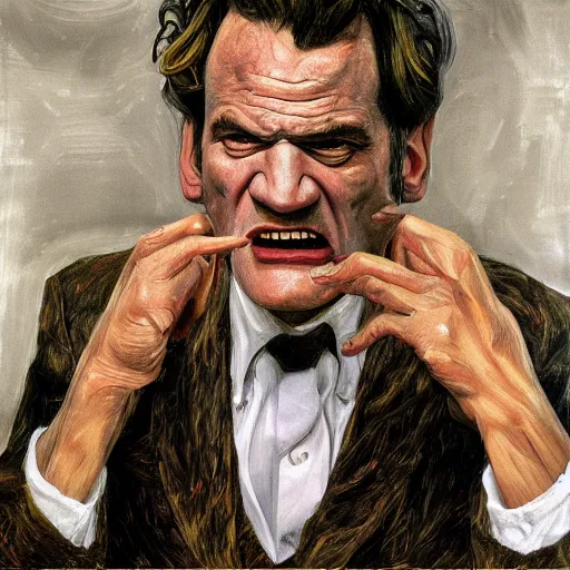 Image similar to high quality high detail painting by lucian freud, hd, portrait of vampire tarantino