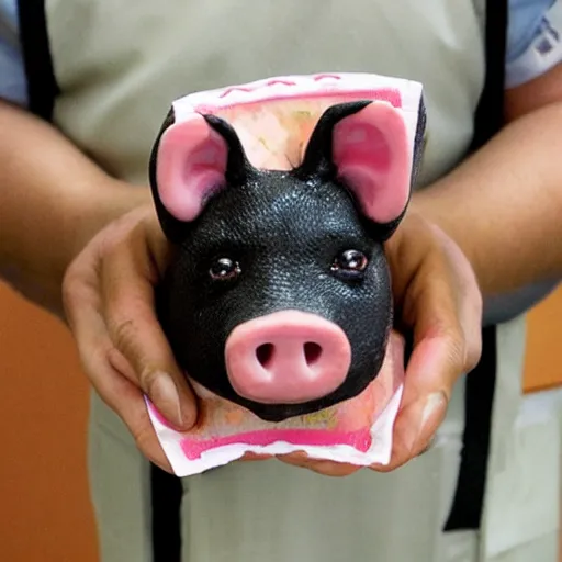 Image similar to inmate wearing cute mini pig head