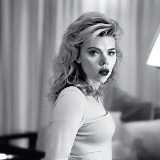 Image similar to a still of Scarlett Johansson in the black lodge in Twin Peaks (1990)