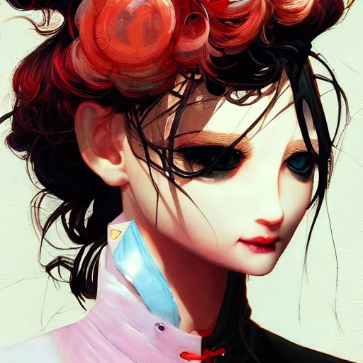 Image similar to prompt : fashion tv character portrait soft light painted by james jean and katsuhiro otomo and erik jones, inspired by akira anime, smooth face feature, intricate oil painting, high detail illustration, sharp high detail, manga and anime 1 9 9 9