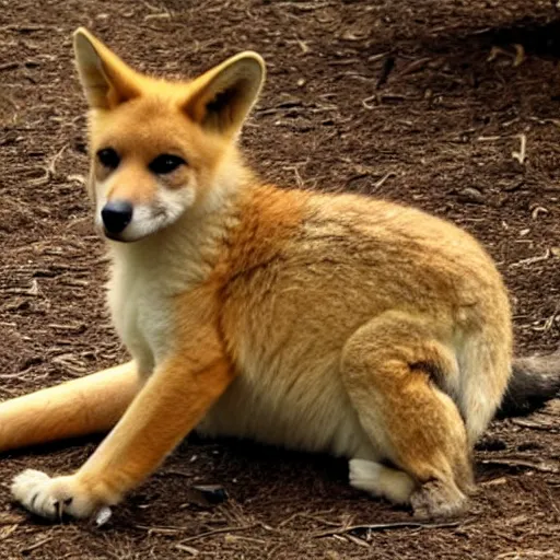 Prompt: baby riding on a dingo