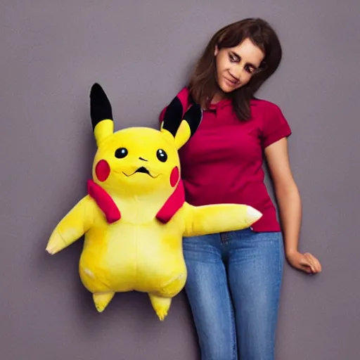 Prompt: pikachu plush toy, advertising photography