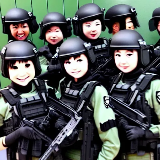 Prompt: kawaii swat team